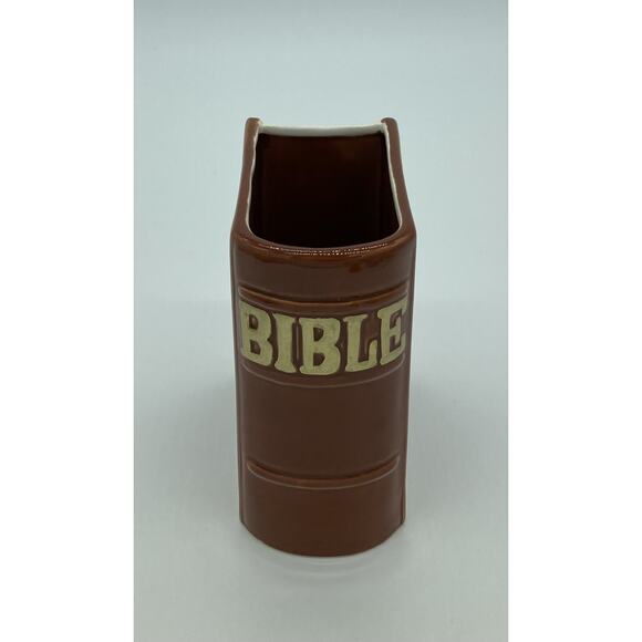 Relpo Ceramic Bible Planter Pencil Holder Gift Multipurpose Use 5 X 4 Brown EUC - Picture 1 of 10